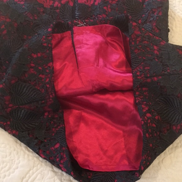 🆕 Monique Lhuillier Black & Red Lace Cocktail Dress size 16 - Picture 13 of 16
